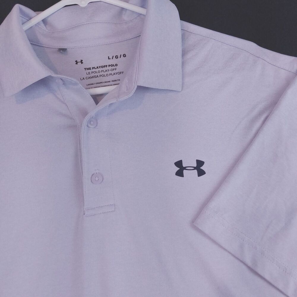 Under Armour Play-Off Loose Fit Polo Shirt Men Large Light Purple Golf Athletic